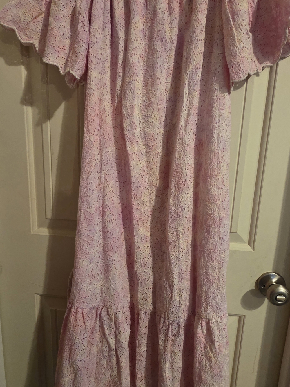 Sundress Paris Pink Broderie Anglaise Off-the-Shoulder Cotton Midi Dress - Picture 4 of 7